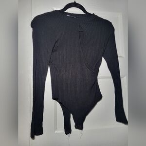 Fashion Nova Elegant Black Long Sleeve Bodysuit
